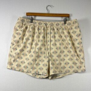Goodfellow & Co Swim Trunks Mens XL Cream Blue Orange Medallion 6in Inseam
